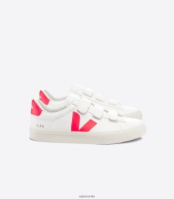 R2D2F2112Veja RECIFE CHROMEFREE LEATHER WHITE ROSE FLUO