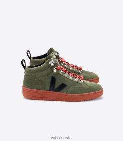 R2D2F2120Veja RORAIMA SUEDE OLIVE BLACK RUST SOLE