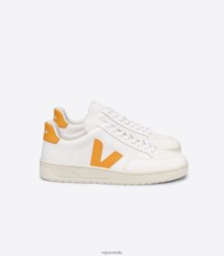 R2D2F232Veja V-12 LEATHER WHITE OURO