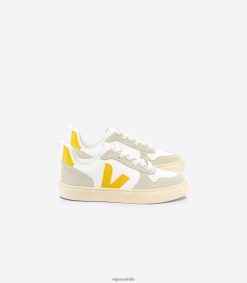 R2D2F2358Veja V-10 CHROMEFREE LEATHER WHITE OURO ALMOND