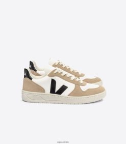R2D2F238Veja V-10 CHROMEFREE LEATHER WHITE BLACK SAHARA
