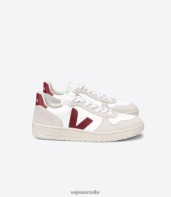 R2D2F257Veja V-10 B-MESH WHITE NATURAL MARSALA